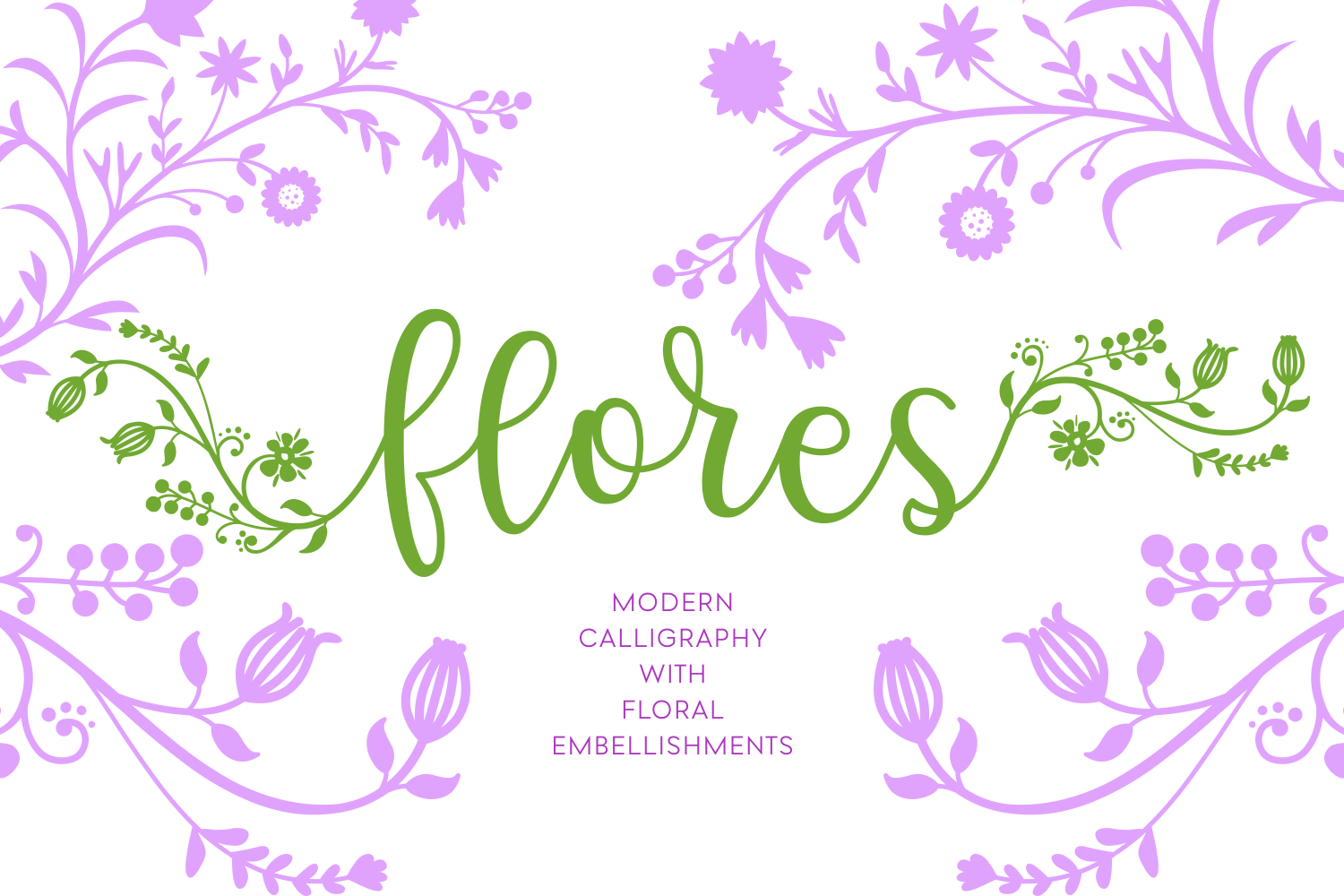 Flores: A Modern Calligraphy Font with Integrated Floral Flair